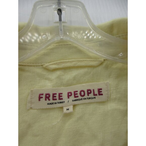 Free People Blazer Medium Bennie Crop Linen Jacket Double Breasted - Picture 8 of 9